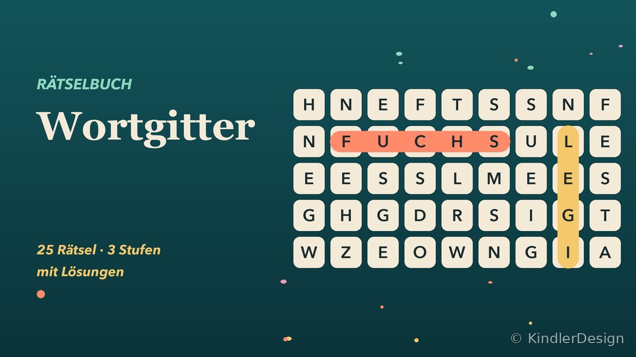 Wortgitter-Rätselbuch – Produktmotiv